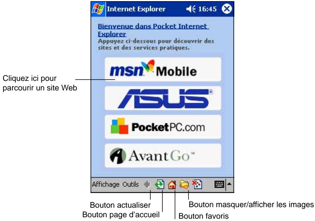ASUS MYPAL A600 - Utiliser Pocket Internet Explorer - 1