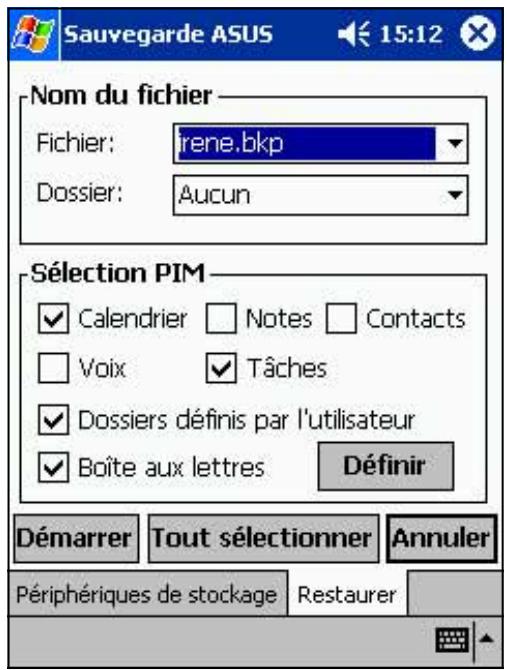ASUS MYPAL A600 - Restaurer les données PIM à partir de votre cartemémoire: - 2