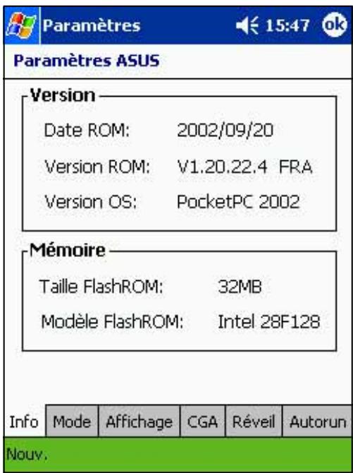 ASUS MYPAL A600 - Pour acceder aux paramètres ASUS: - 1