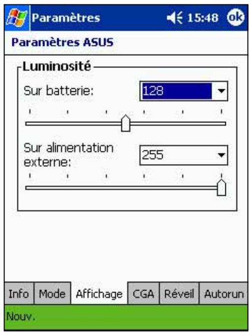 ASUS MYPAL A600 - Modifier les paramètres d'affichage: - 1