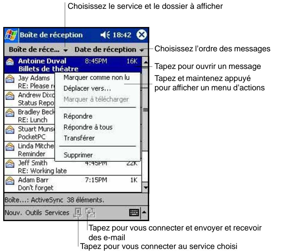 ASUS MYPAL A600 - Utiliser la liste des messages - 1