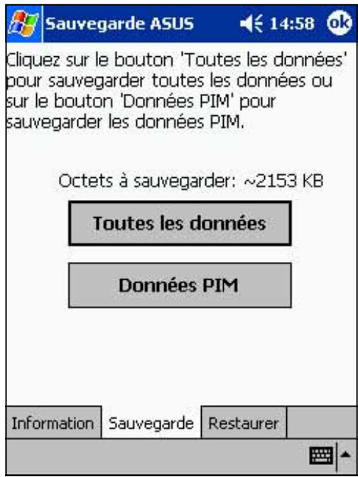 ASUS MYPAL A600 - Pour sauvégarder toutes les données de votre apparéil: - 1