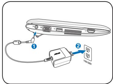 ASUS EEE PC 1025CE - Branchez l'adaptateur secteur - 1