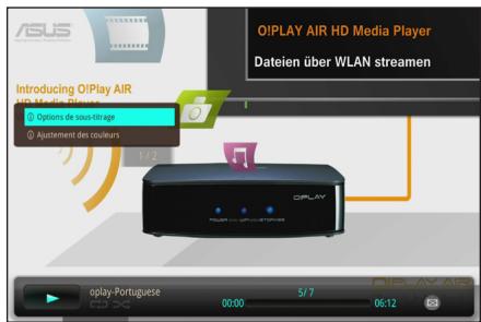 ASUS O!PLAY GALLERY - Pour configurer les paramètres de lecture video : - 1