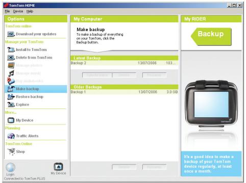 TOMTOM RIDER - Sauvegarder - 1