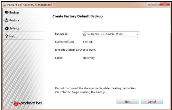 PACKARD BELL EN TV43CM - Important : Nous vous recommendons de creator chaque type de disques de récapération dés que possible. - 1