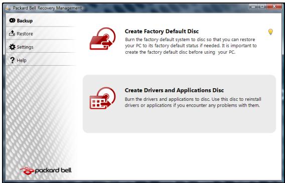 PACKARD BELL ONETWO PW.U5W - Création de disques de restauration - 1