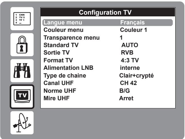 WORLDSAT IMPÉRIAL 300 SL - Menu CONFIGURATION TV - 1