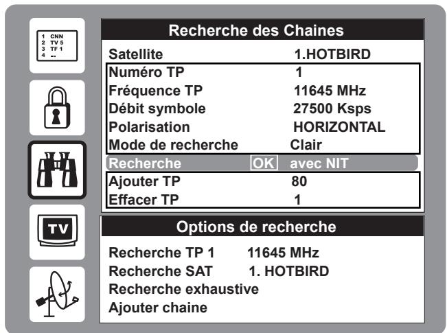 WORLDSAT IMPÉRIAL 300 SL - Menu RECHERCHE des CHAINES - 2