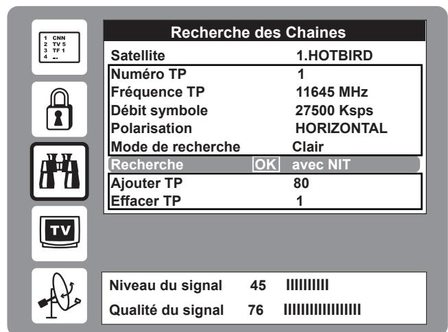 WORLDSAT IMPÉRIAL 300 SL - Menu RECHERCHE des CHAINES - 1