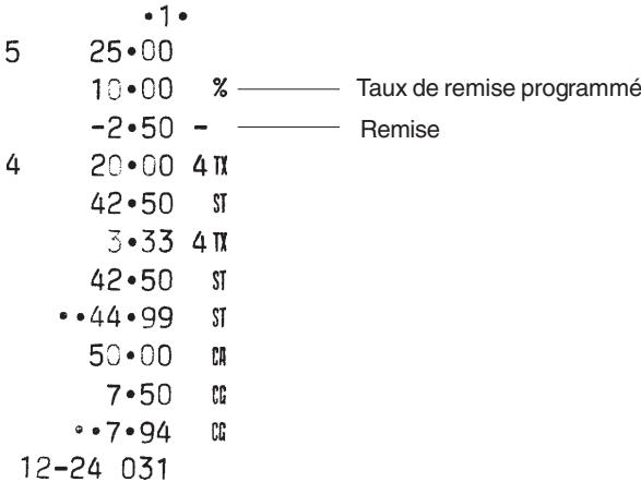 OLIVETTI ECR 5000 - Application d'un faux de remise programme (-%) sur certains articles - 1