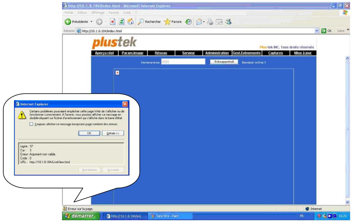 PLUSTEK IPCAM P1000 - Symptôme: - 1