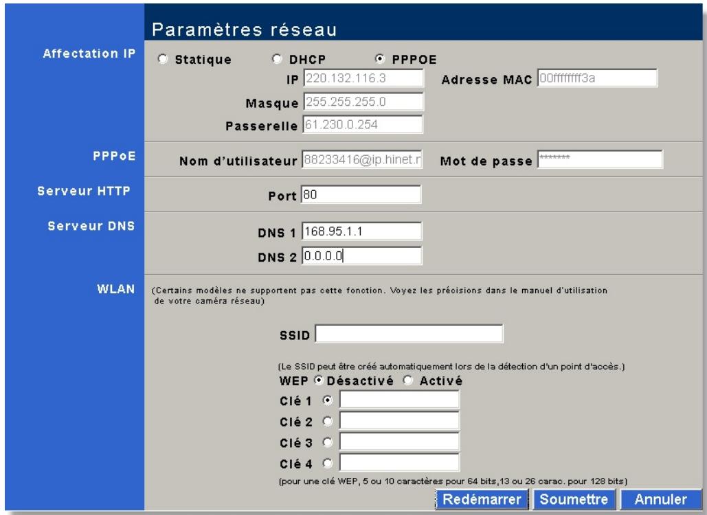 PLUSTEK IPCAM P1000 - Paramètres réseau - 1