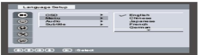 AIRIS LW268F - Changer la langue du menu - 1