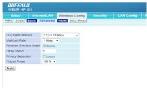 BUFFALO WBMR-HP-GN : AIRSTATION™ HIGHPOWER ADSL MODEM ROUTER - Paramètre sans fil avances - 1