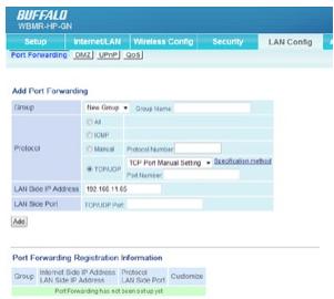 BUFFALO WBMR-HP-GN : AIRSTATION™ HIGHPOWER ADSL MODEM ROUTER - Réacheminement de port - 1