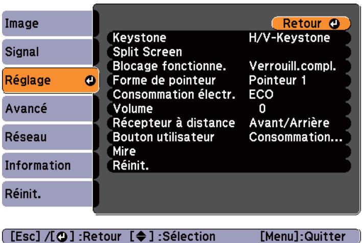 EPSON EB-1960 - Menu Réglage - 1