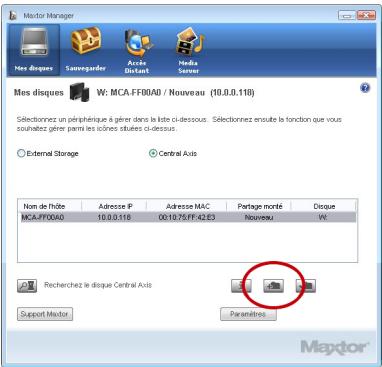 MAXTOR CENTRAL AXIS - Configuration d'un compte utiliser Central Axis - 1