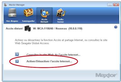 MAXTOR CENTRAL AXIS - Création d'un lien vers vos comptes Seagate Global Access et Central Axis - 1