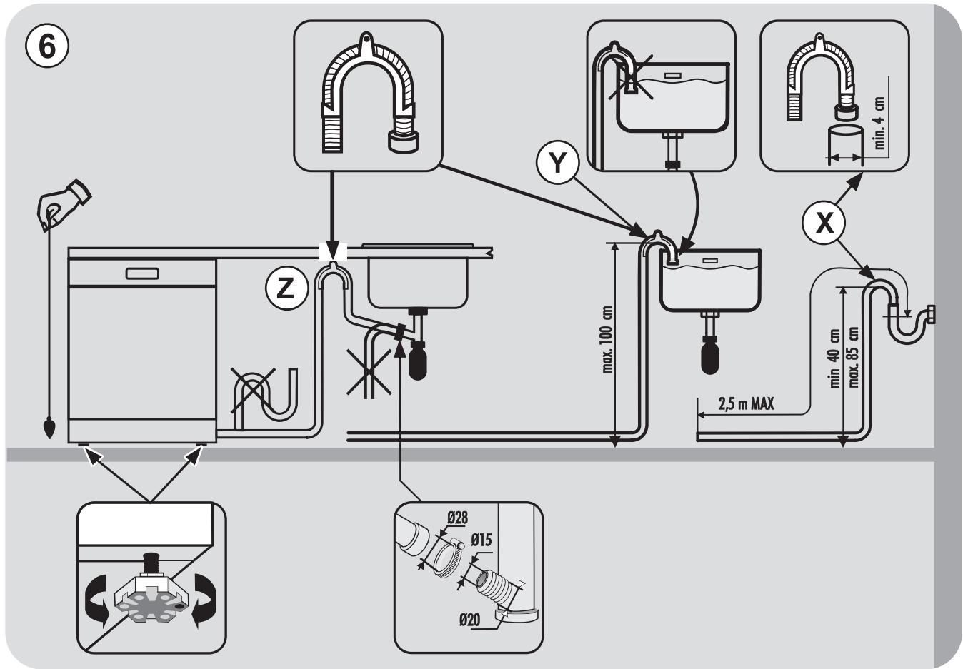 HOOVER HDPN1L390PW - Connecting the outlet hose - 1