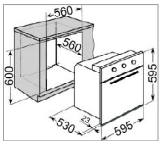 BOMANN EBO 9611 IX - Cabinet opening and appliance dimensions Fig. 1 - 1