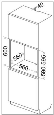 BOMANN EBO 9611 IX - Cabinet opening and appliance dimensions Fig. 1 - 2