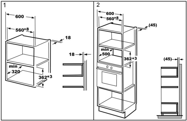 BOMANN MWG 2215 EB - Dimensions of the Built-in Cupboard - 1