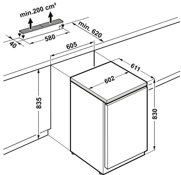 LIEBHERR GGU 1500 - Dimensions d'encastrement (mm) - 1