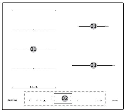 SAMSUNG NZ64B6058KK/U1  -  NZ64B6056GK/U1 - Zones de cuisson - 1