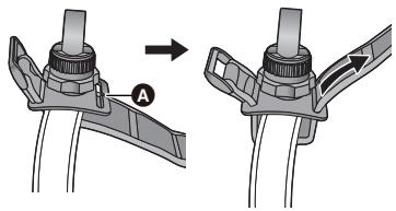 PANASONIC HX-A1 - Rentrer la bretelle du sac à dos ou d'un élément similaire entre le support polyvalent et la bande, et passer la bande à travers la partie pour maintenir le support polyvalent en position. - 1