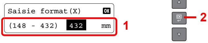Saisie format (X) OK (148 - 432) 432 mm 1 2