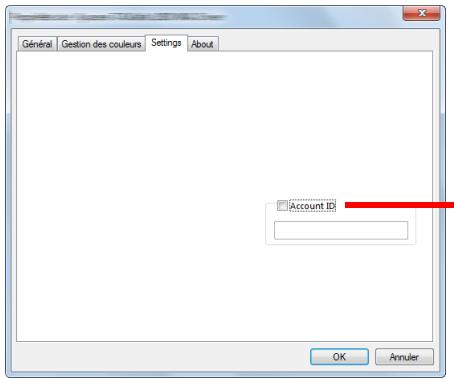 Général Gestion des couleurs Settings About Account ID OK Annuler