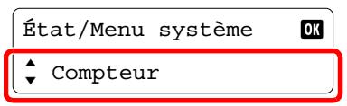 État/Menu système Compteur