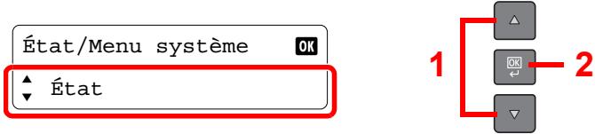 État/Menu système État 1 2