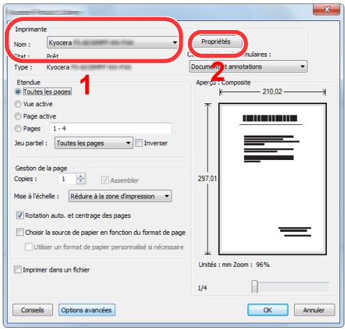 KYOCERA ECOSYS P5021CDN - Sélectionner le format de papier et le type de papier au format non standard. - 1