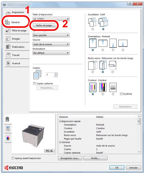 KYOCERA ECOSYS P5021CDW - Enregister le format de papier. - 1