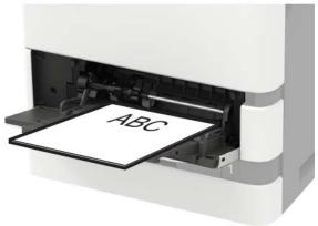 LEXMARK MS725DVN - Chargez le papier avec la face imprimable tournée vers le haut. - 1