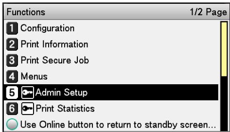 OKI PRO9542DN - Sélectionner [Configuration admin. (Admin Setup)], et appuyer sur [OK (OK)]. - 1