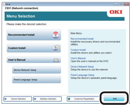 OKI PRO9542DN - Cliquer [Terminer (Exit)] dans le menu pour terminer. - 1