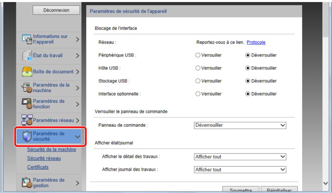 KYOCERA ECOSYS P8060CDN - Configurer les paramètres de sécurité. - 1