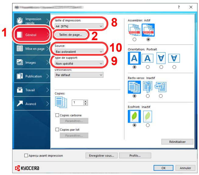 KYOCERA ECOSYS P3260DN - Enregistrer le format de papier. - 1