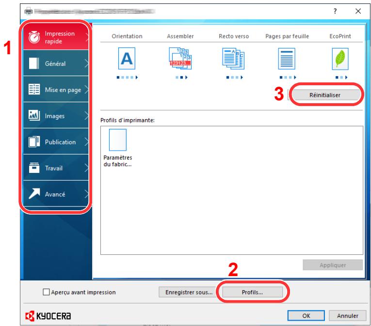 KYOCERA ECOSYS P3260DN - Écran des paramètres d'impression du pilote d'imprimante - 1