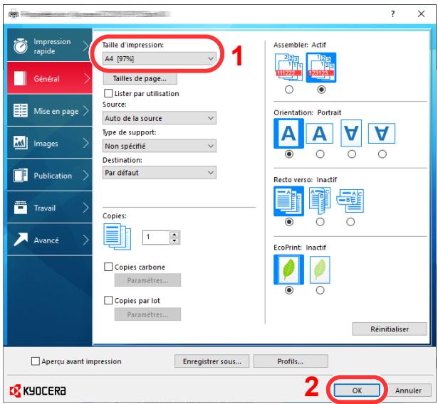 KYOCERA ECOSYS P3260DN - Configurer le format de papier d'impression. - 1