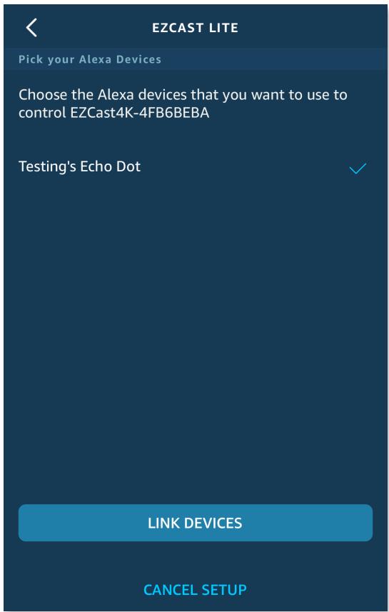AMAZON ECHO - Pick the EZCast device you want to link to - 2