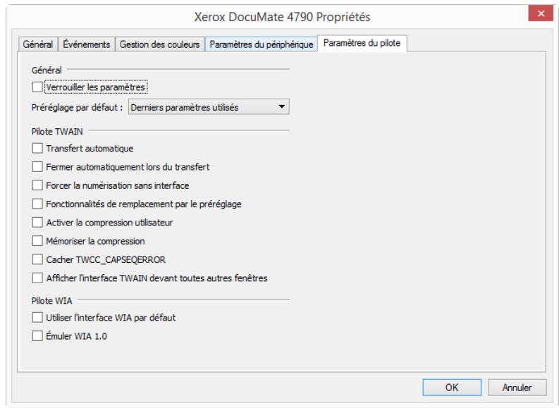 XEROX DOCUMATE 4790 - Paramètres du PILOTE - 1
