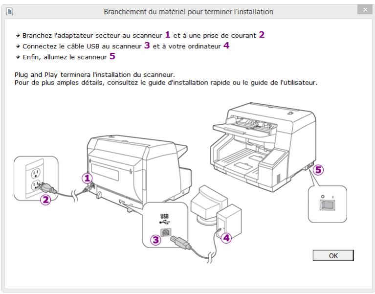 XEROX DOCUMATE 4790 - Connexion du câble USB et mise sous tension - 3