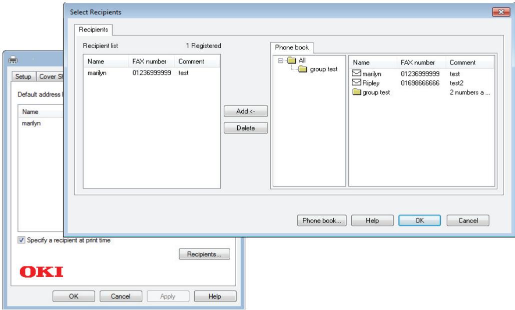 OKI MC363DN - Sous l'onglet recipient (destinataire) : - 1