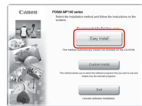 CANON MP140 - When the main menu appears, click Easy Install. - 1