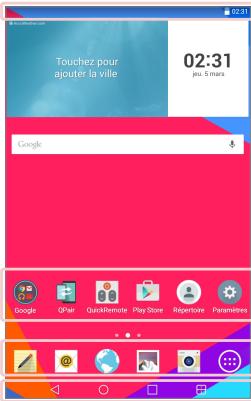 Touchez pour ajouter la ville 02:31 jeu. 5 mars Google Google QStar QuickRemote Play Store Repertoire Paramètres