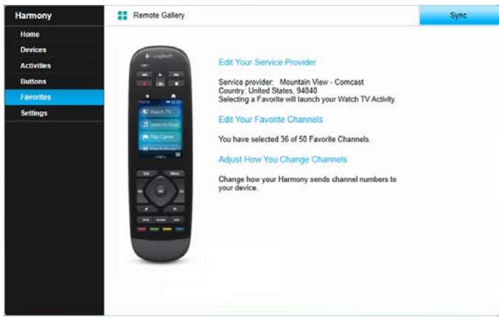 LOGITECH HARMONY ULTIMATE ONE - Managing your Favorites - 1